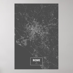 Poster Roma, Italia (branca no preto)