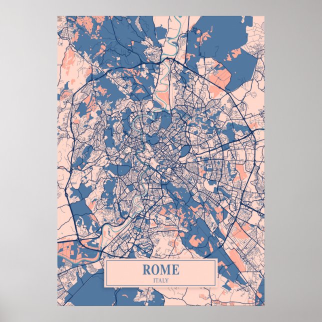 Poster Roma - Itália Breezy City Map (Frente)