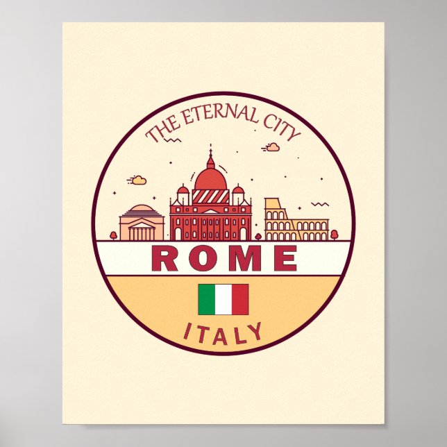 Poster Roma Itália Cidade Skyline Emblem (Frente)