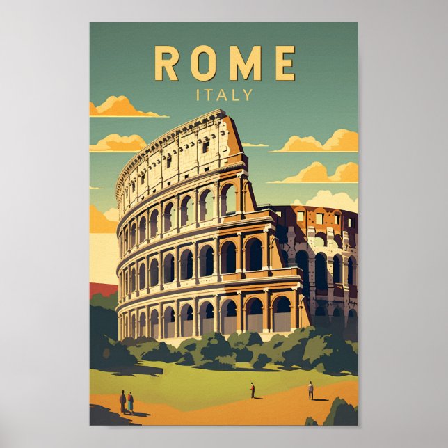 Poster Roma Itália Colosseum Viagem Art Vintage (Frente)