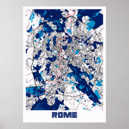Poster Roma - Itália Mapa da Cidade do Leite
