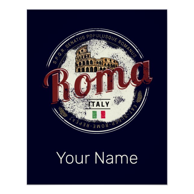 Póster Roma Itália Retro Colosseum Vintage Holiday (Frente)