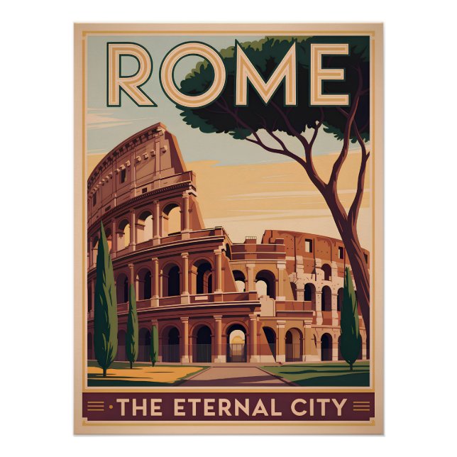 Póster Roma Itália vintage (Frente)