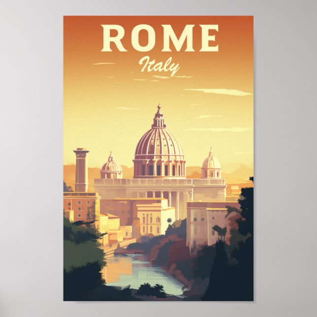 Poster Roma Itália Vintage Familiar Viagem (Frente)