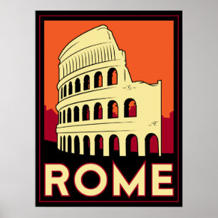 Poster roma italy coliseum europe vintage retro viagem