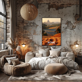 Póster Roma: La Ciudad Eterna Paisaje Rústico y Vaticano.