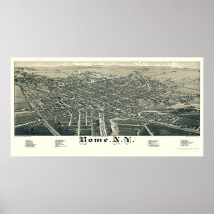 Poster Roma, mapa panorâmico de NY - 1886