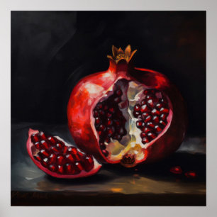 Poster Romã Vida estática Estilo de pintura a óleo