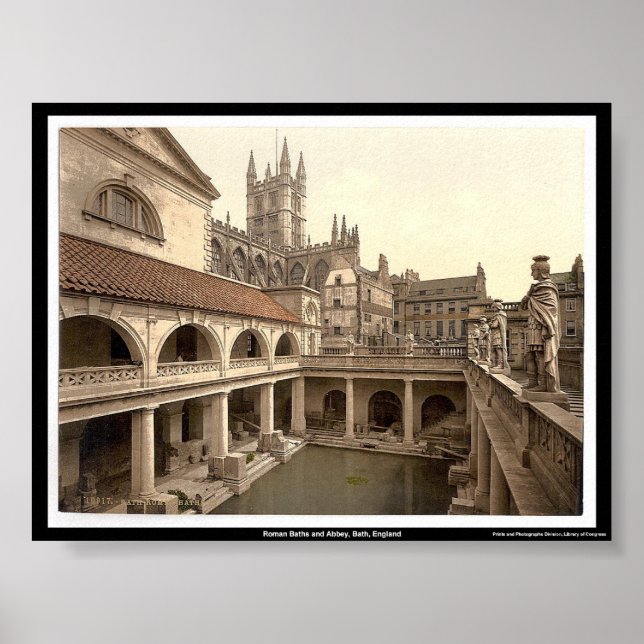 Póster Roman Baths and Abbey, Bath, Inglaterra (Frente)