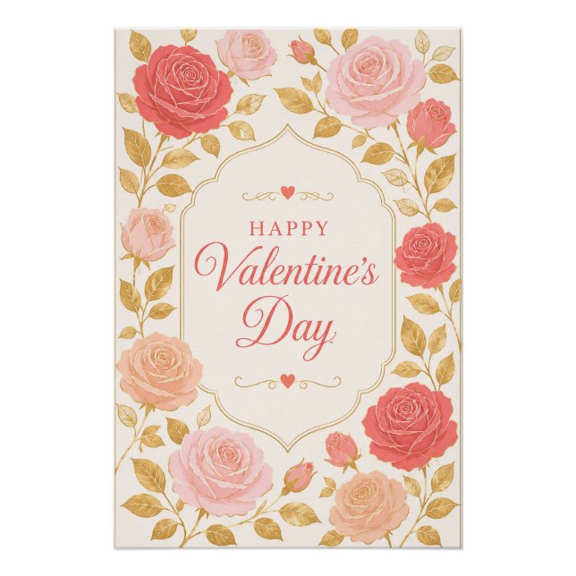 Póster Romance do Dia dos Namorados Gilded Rose (Frente)