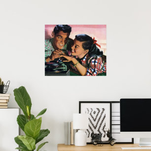 Póster Romance do vintage, queridos do segundo grau no