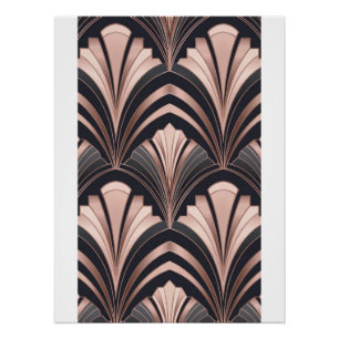 Póster Romance em Rose Gold Neo Art Déco Design de Leque