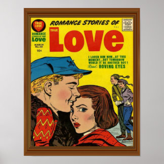 Poster Romance Love Story Comic Cobrir Vintage Faux Wood