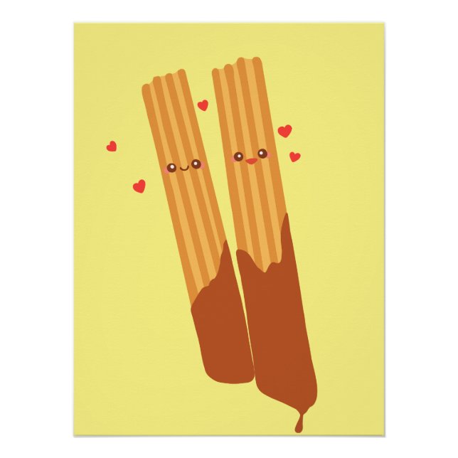 Póster Românico Sugário - Churros Espanhóis Com Chocolate (Frente)
