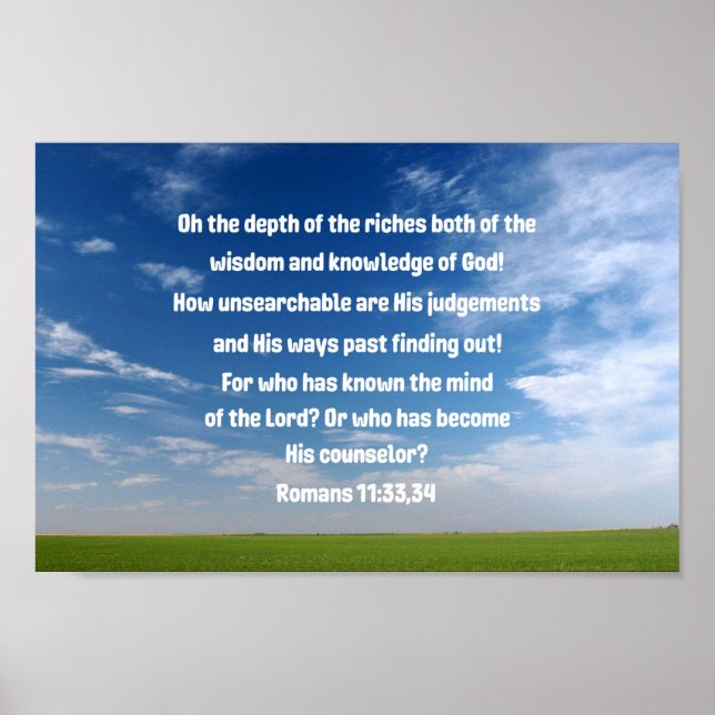 Poster Romanos 11:33,34 Oh a profundidade das riquezas am (Frente)
