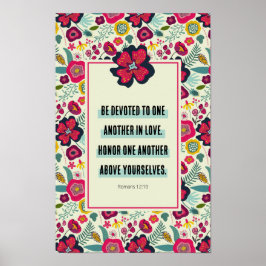 Poster Romanos 12:10 Abstrato Floral Negrito Honrando-Se