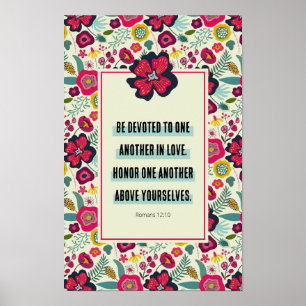 Poster Romanos 12:10 Abstrato Floral Negrito Honrando-Se