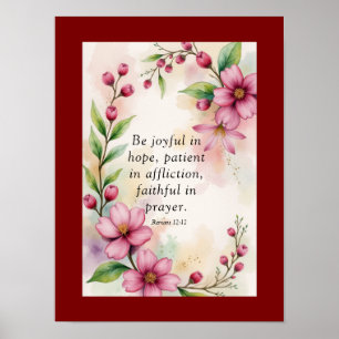Poster Romanos 12:12 Versículo da Bíblia Personalizado