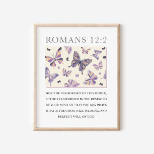 Poster Romanos 12:2 Arte Cristã Religiosa Borboleta