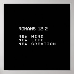 Poster Romanos 12:2 Nova Mente Vida Criação Minimalista