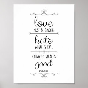 Poster romanos 12:9 o amor deve ser sincero pôster cristã