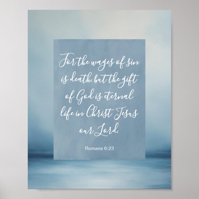 Poster Romanos 6:23 Versículo Bíblico Personalizável (Frente)
