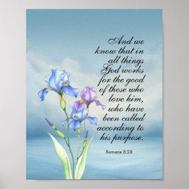 Poster Romanos 8:28 Iris Watercolor