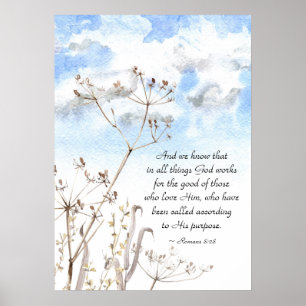 Poster Romanos 8:28 Tudo que Deus trabalha para o bem
