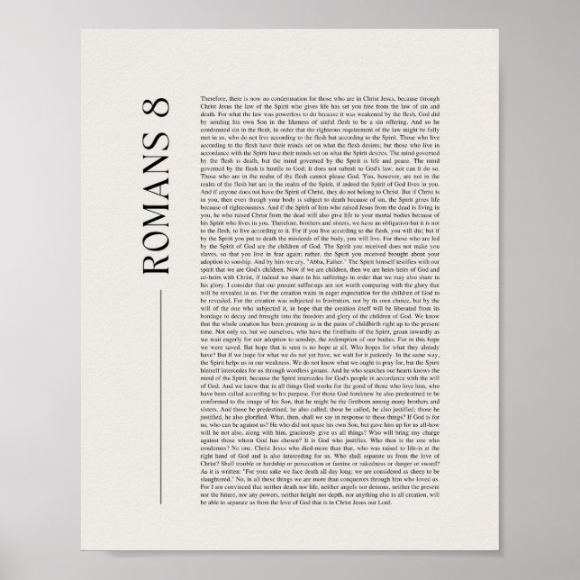 Poster Romanos 8 Capítulo Completo da Bíblia (Frente)