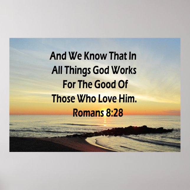 PÓSTER ROMANOS SUNRISE 8:28 SCRIPTURE VERSE (Frente)