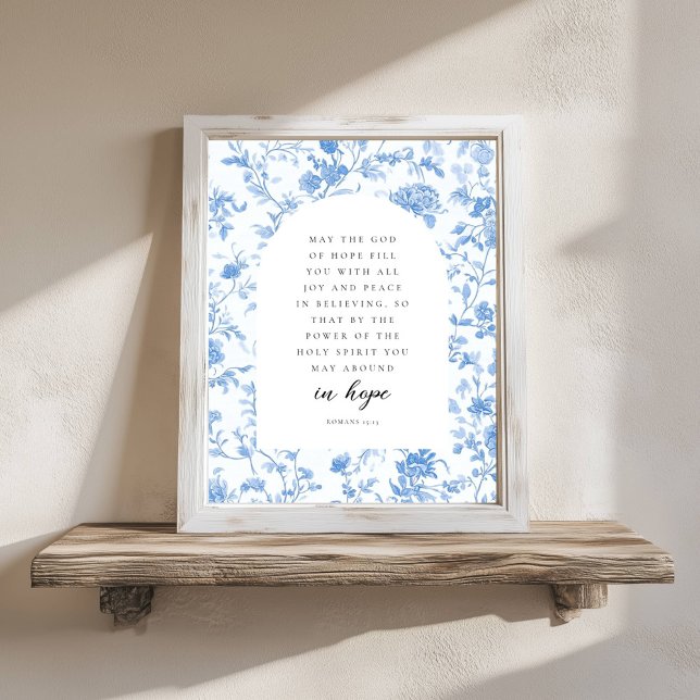 Poster Romans 15:13 Arch Blue Toile de Jouy Bible Verse (Criador carregado)