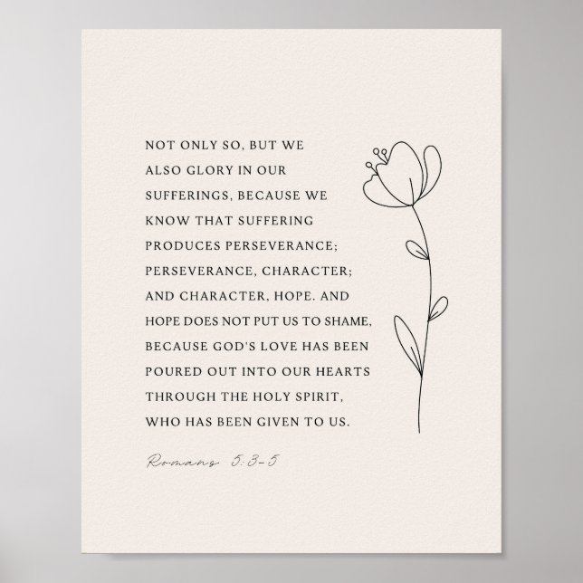 Poster Romans 5:3-5 Bible Verse (Frente)