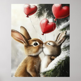 Poster Romantic Bunny Couple Valentine Wall Art