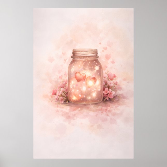 Poster Romantic Mason Jar Hearts (Frente)