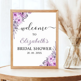 Poster Romantic Purple Flowers Bridal Shower Party