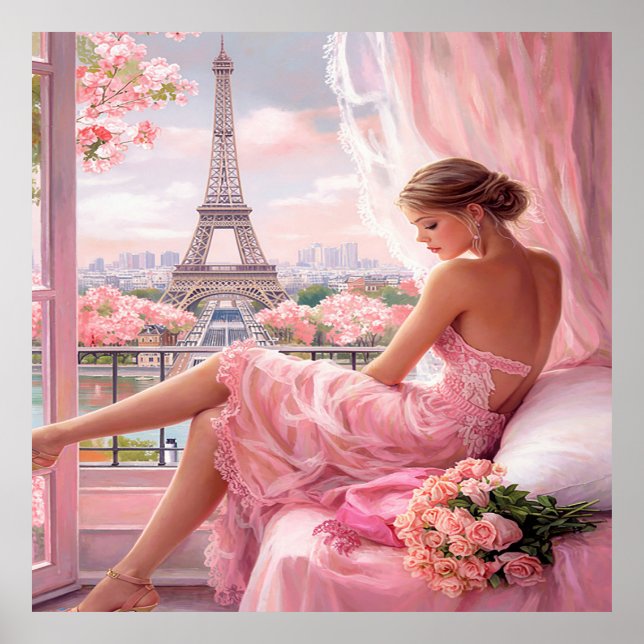 Poster Romantic Reverie in Pink Paris (Frente)