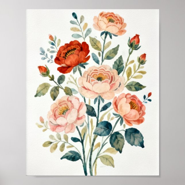 Poster Romantic Shabby Chic Floral Art (Frente)