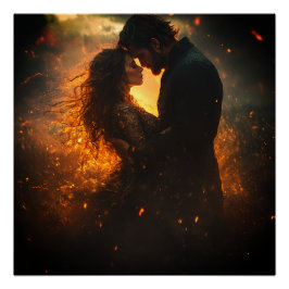 Póster Romântica Amantes na Tempestade