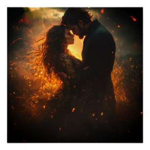 Póster Romântica Amantes na Tempestade