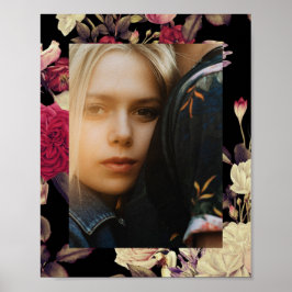 Poster Romântica Moody Floral Photo Black