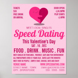 Poster Romântico, Anúncio de evento de Namorando de veloc