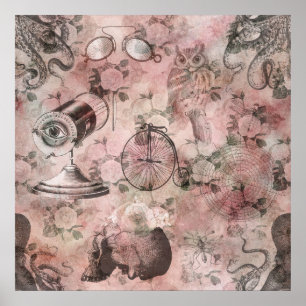 Poster Romântico Steampunk   Ephemera Antiquada