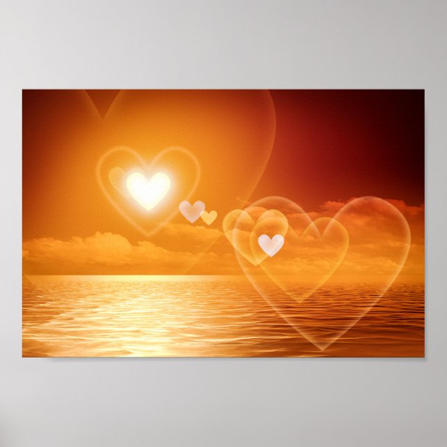 Poster Romântico Sunset of Hearts (Frente)