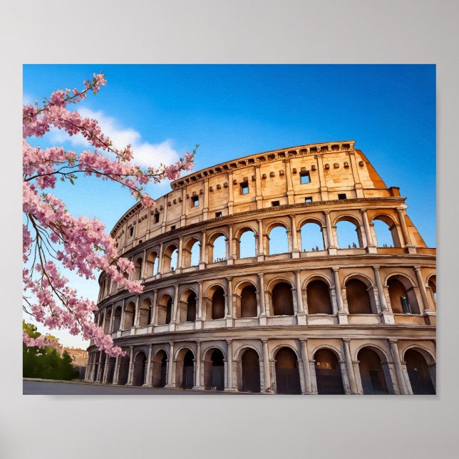 Poster Rome Colosseum Italy Painted (Frente)