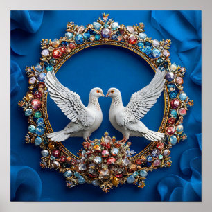 Poster Rompimento Romântico de Pombas Céu Pacífico 🕊️💖☁