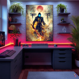 Poster Ronin Solitário - Fogo e Sombras Espectrais do Sam