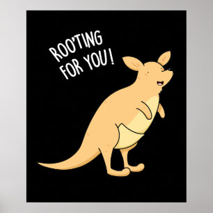 Poster Roo-Ting Para Você Engraçado Kangaroo Pun Dark BG