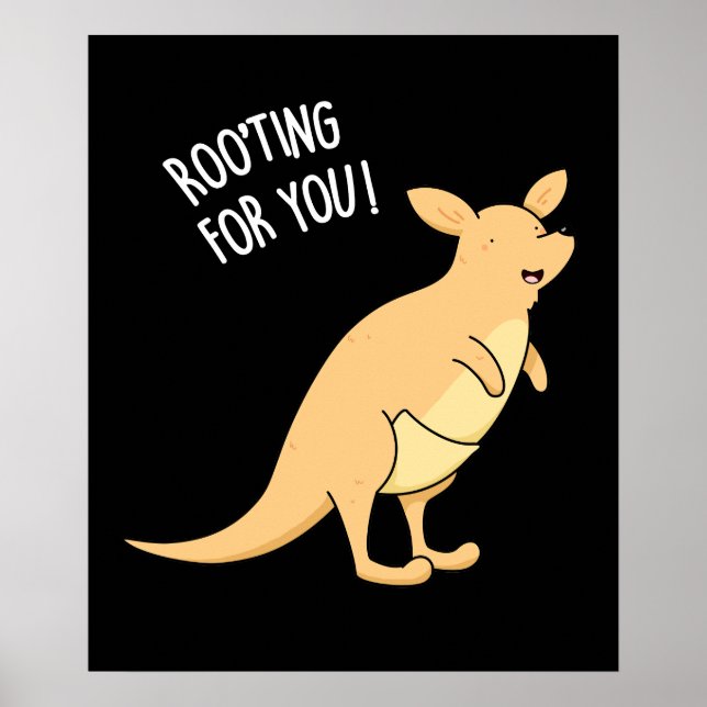 Poster Roo-Ting Para Você Engraçado Kangaroo Pun Dark BG (Frente)
