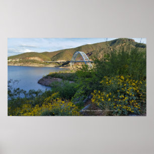 Poster Roosevelt Lake Bridge Arizona Amarelos Flores Selv