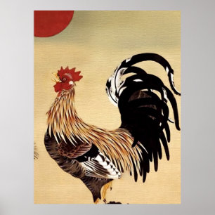 Poster Rooster Crowing por Ito Jakuchu